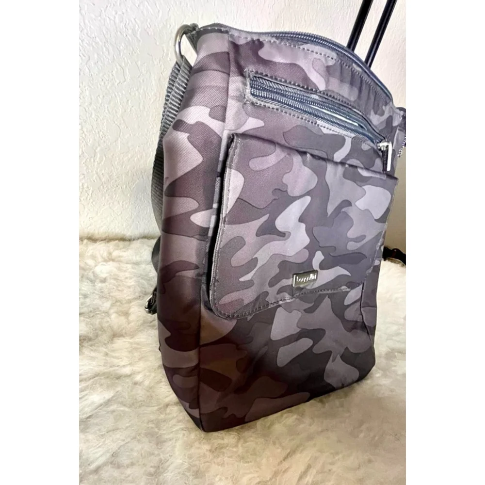 $78 Baggallini Town Bagg Gray Camo Crossbody Bag purse